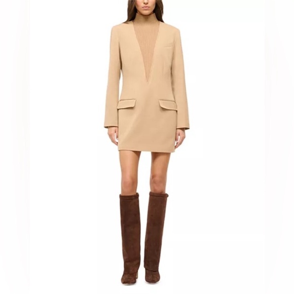 STAUD Mott Dress Camel.Incredible design,combining a dress,jacket and a sweater. - Picture 7 of 12